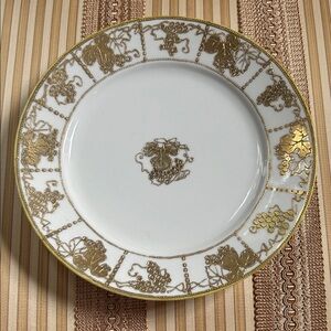 Hand Painted Gold and White Nippon Porcelain Lunch Plate
